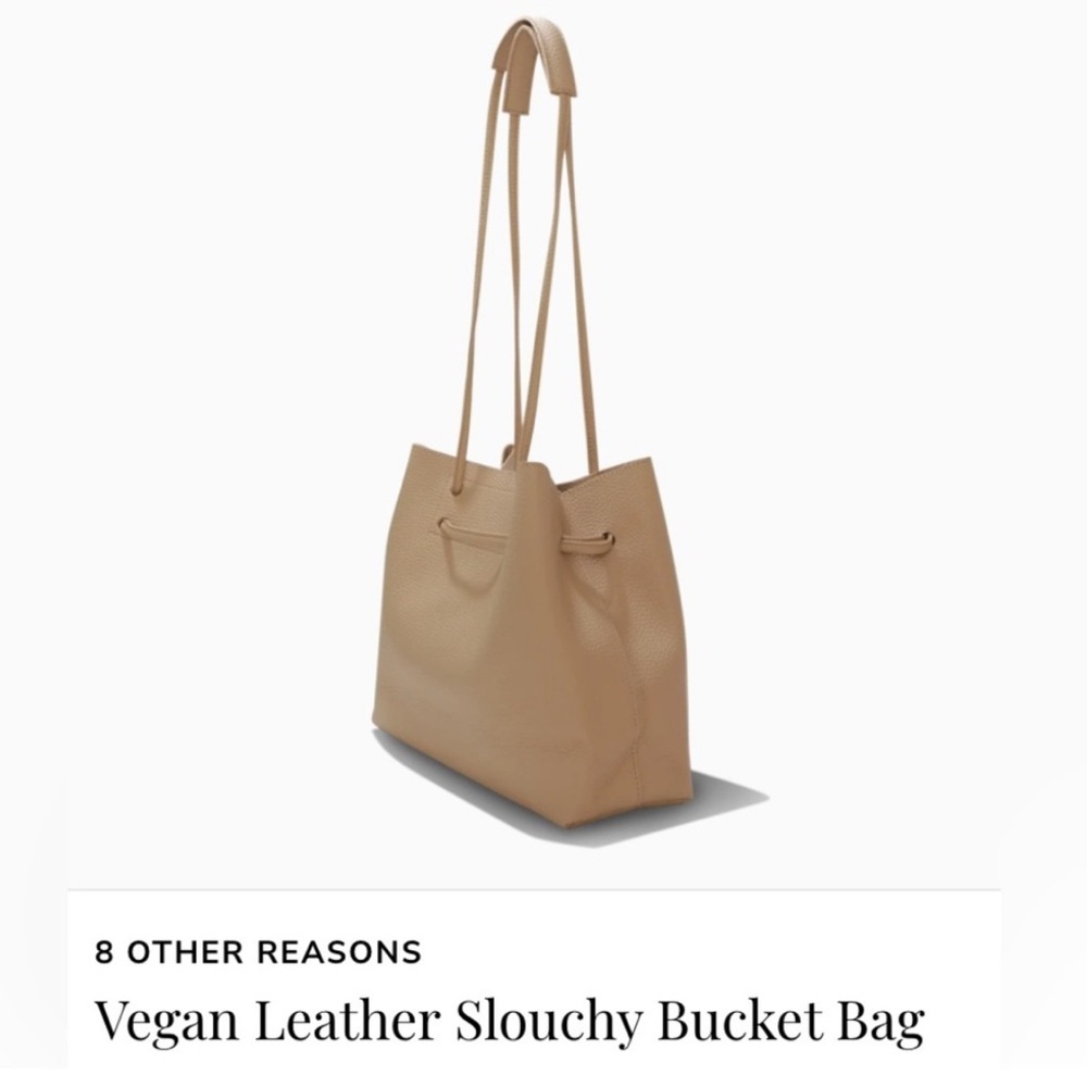 8 Other Reasons TAN Vegan Leather Tote Bag | NEW |Slouchy Crossbody Bucket Bag - Picture 5 of 10
